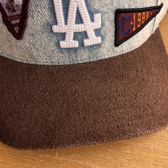 MITCHELL & NESS NBA LOS ANGELES DODGERS DENIM SUEDE PATCH SNAPBACK HAT NEW - Picture 3 of 5